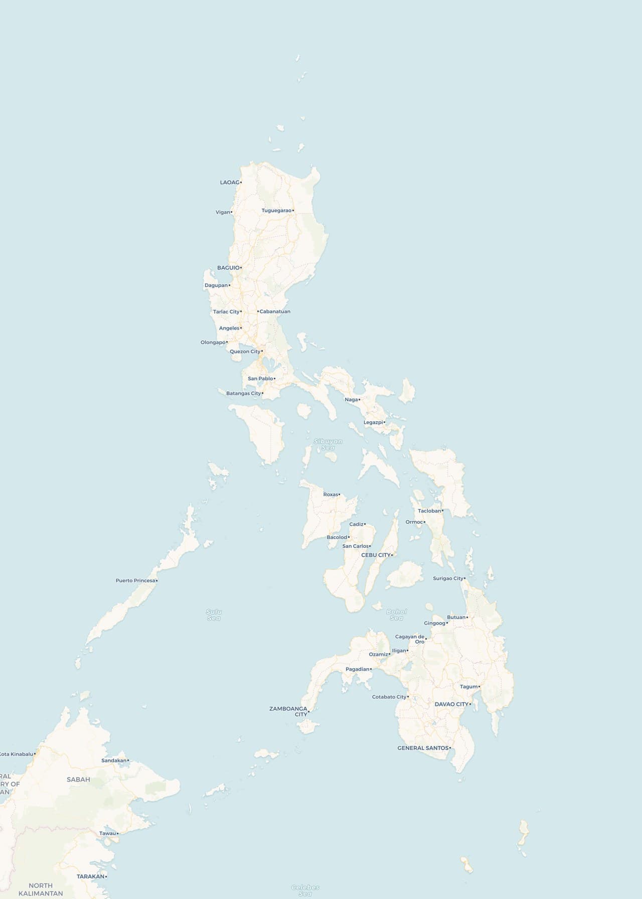 Map of the Philippines with charging locations